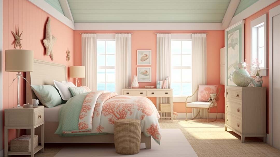 Coastal Serenity- Soft Coral and Seafoam Green