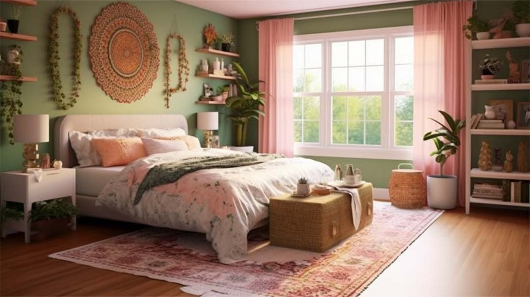 Bohemian Bliss- Pink and Green Bedrooms