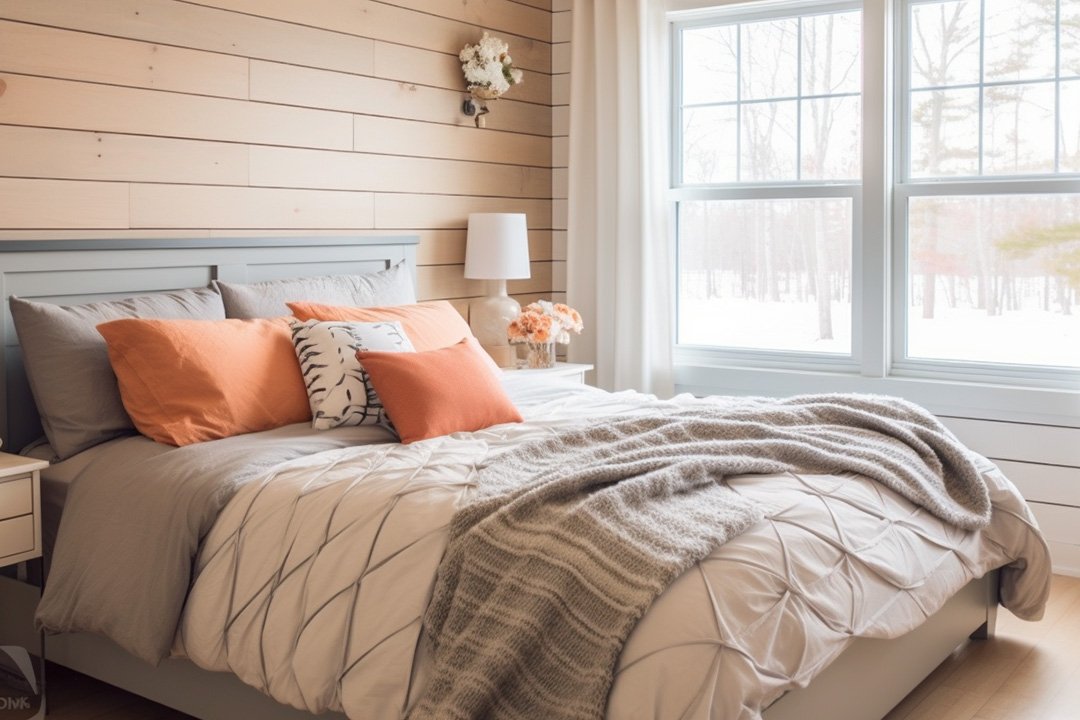 Shiplap Bedroom Wall with Window