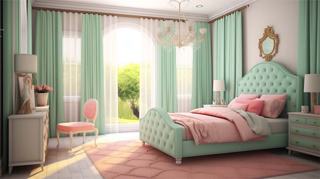 A Play of Pastels- Mint Green and Pink Bedroom