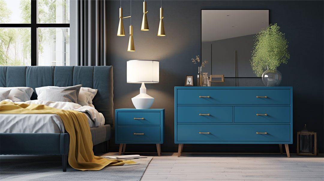 Vibrant Blue Accents- Painted Dresser Ideas